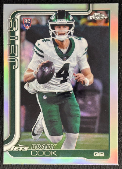 Brady Cook 2025 Topps Chrome Rookie Refractor Jets Sports Trading Cards
