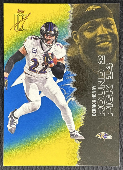 Derrick Henry 2025 Topps Signature Class Veteran Blue & Yellow Foil Ravens Sports Trading Cards