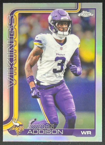 Jordan Addison 2025 Topps Chrome Refractor Vikings Sports Trading Cards