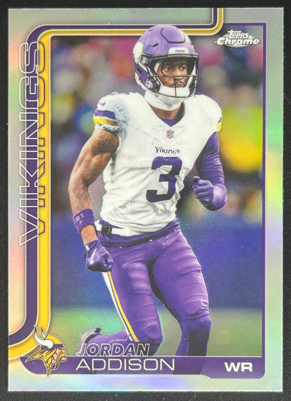 Jordan Addison 2025 Topps Chrome Refractor Vikings Sports Trading Cards