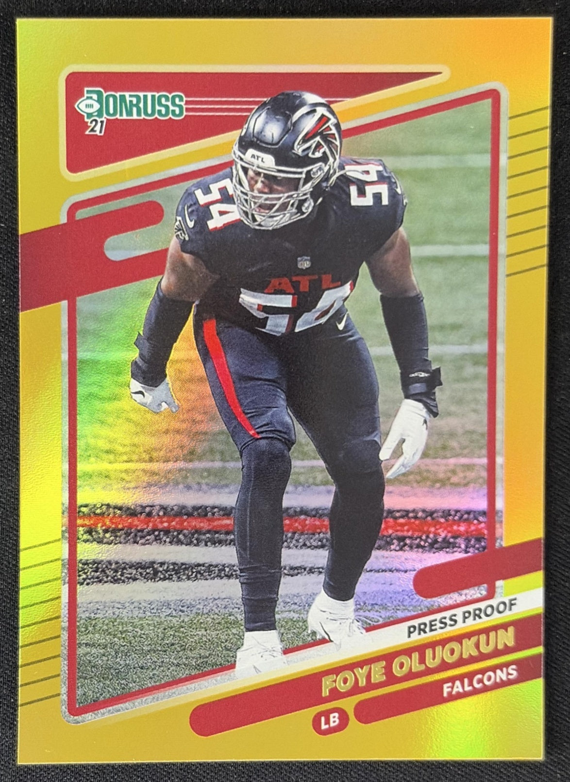 Foye Oluokun 2021 Panini Donruss Press Proof Premium Falcons - Atlanta Falcons