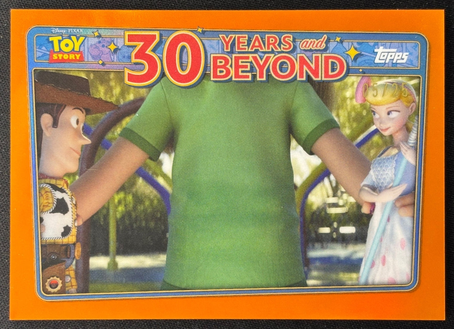Woody Reunites with Bo 2025 Pixar Crystal 30 Years of Toy Story and Beyond Orange Refractor /25 Non-Sports Trading Cards