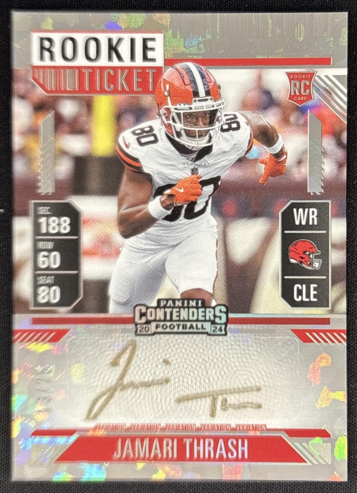 Jamari Thrash 2024 Panini Contenders Rookie Ticket Auto Cracked Ice /25 Browns Sports Trading Card