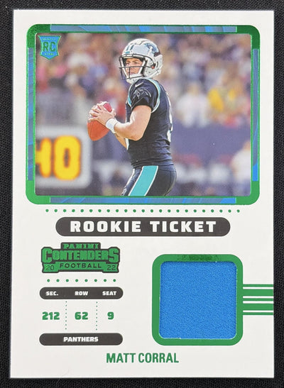 Matt Corral 2022 Panini Contenders Rookie Ticket Swatches Panthers