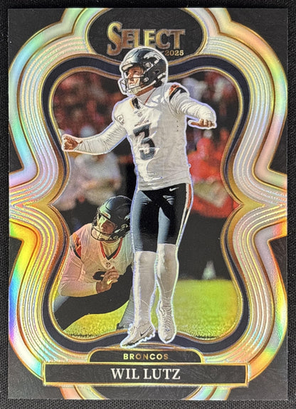 Wil Lutz 2025 Panini Select Suite Level Silver Prizm Broncos front