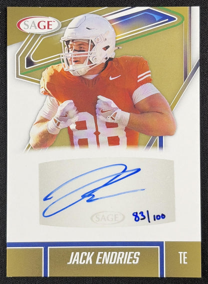 Jack Endries 2026 SAGE HIT Auto Gold High Series /100 Huskies