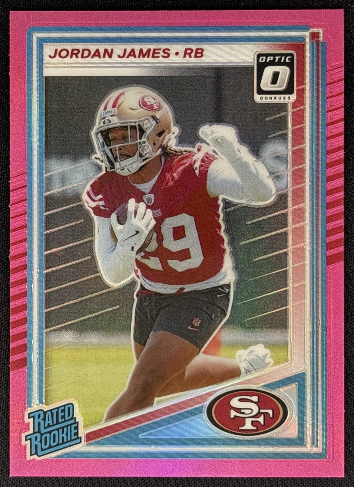 Jordan James 2025 Panini Donruss Optic Rated Rookie Preview Pink 49ers - Front