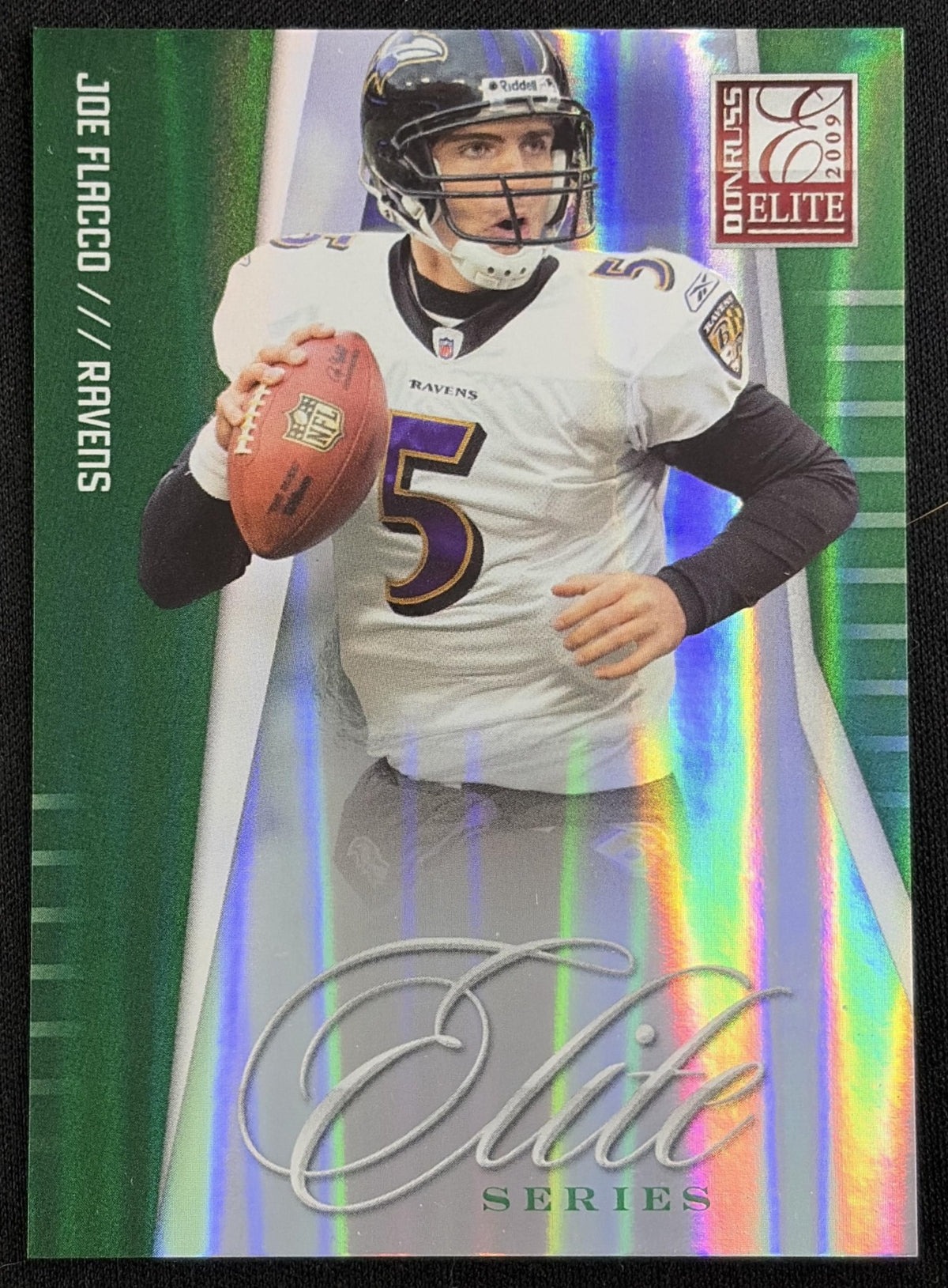 Joe Flacco 2009 Panini Donruss Elite Series Green /499 Ravens sports trading card front