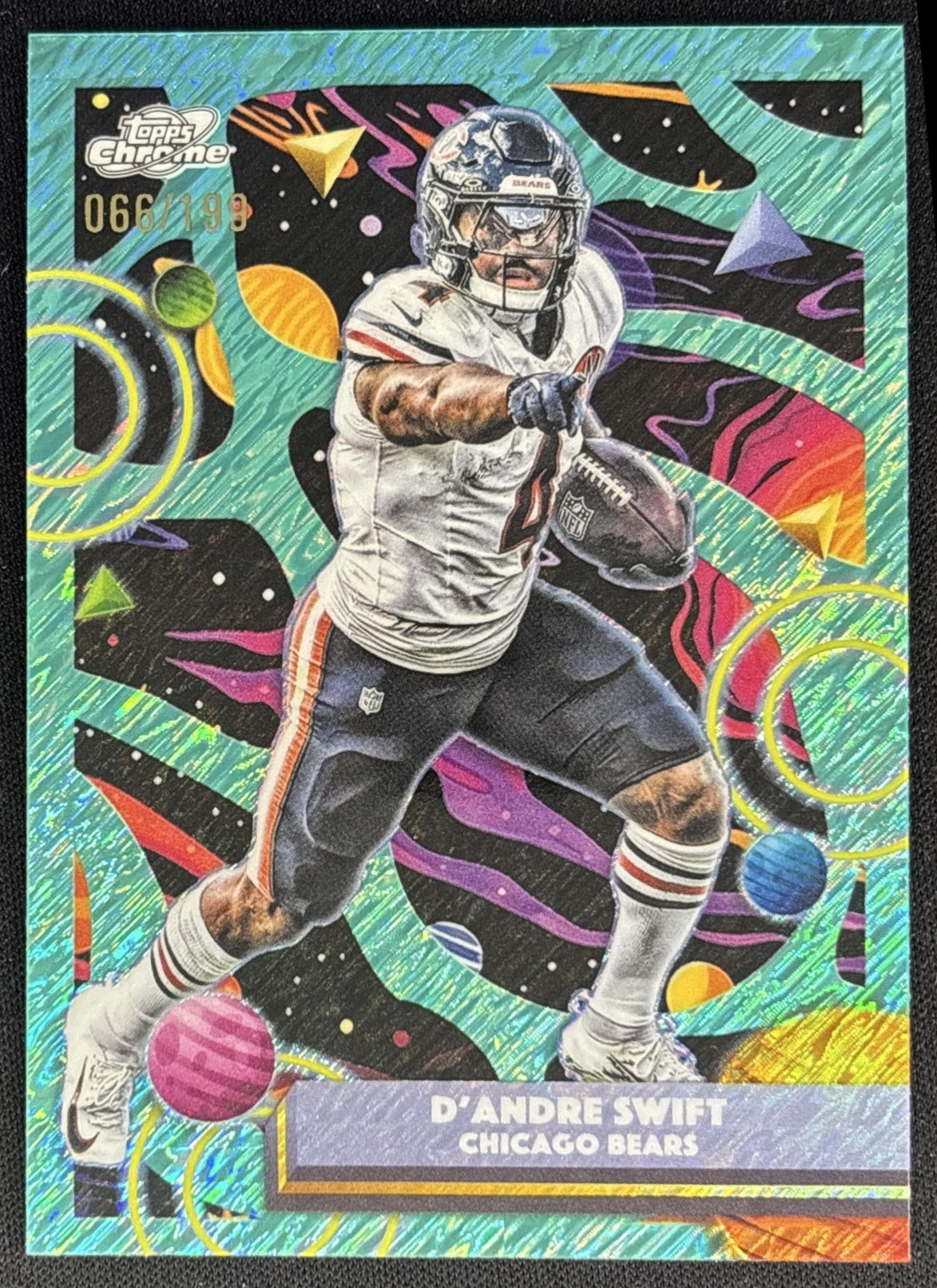 D'Andre Swift 2025 Topps Cosmic Chrome Aqua Equinox Refractor /199 Bears
