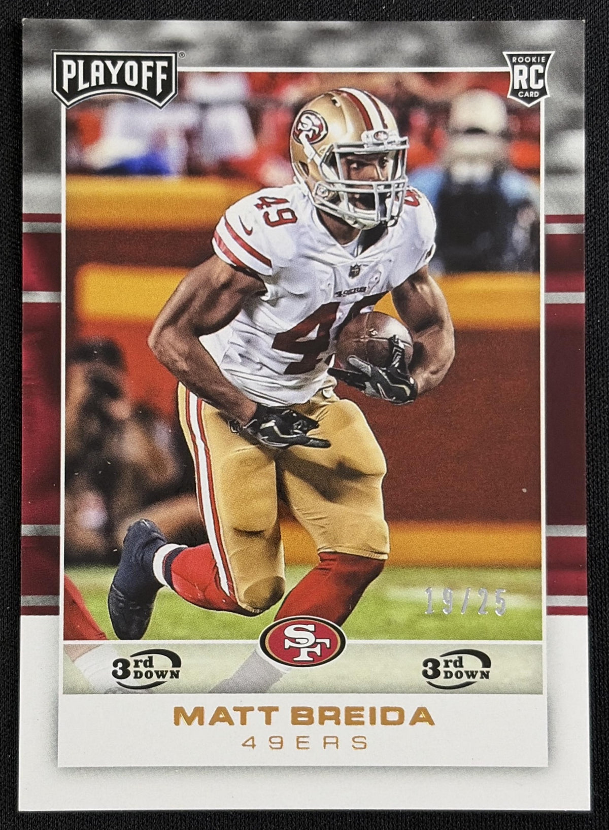 Matt Breida 2017 Panini Playoff 3rd Down /25 49ers - Front