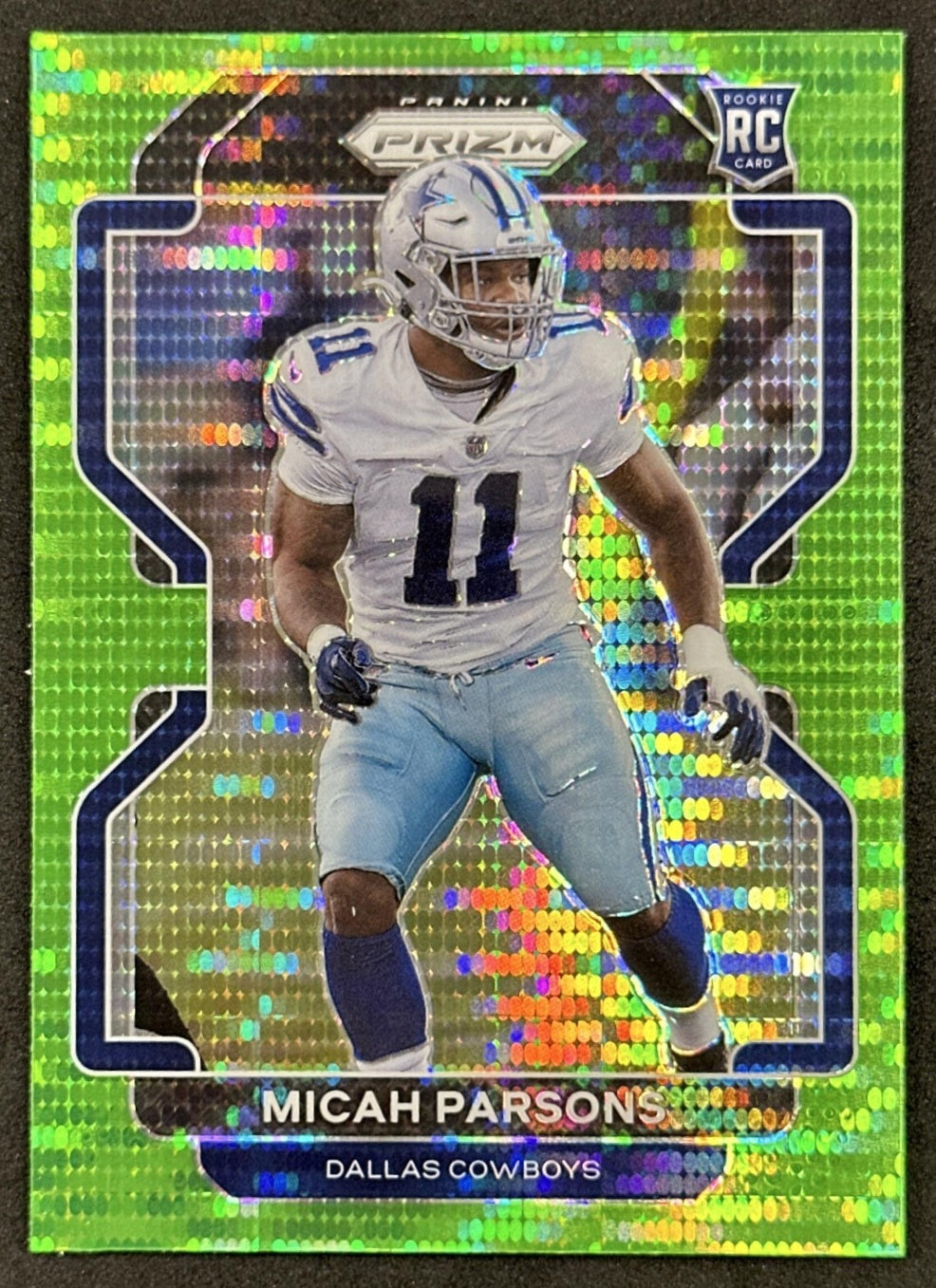 Micah Parsons 2021 Panini Prizm Neon Green Pulsar Rookie Cowboys Packers Sports Trading Cards