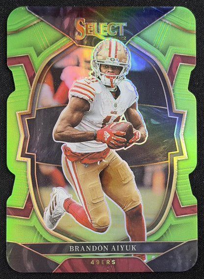 Brandon Aiyuk 2022 Panini Select Neon Green Prizm Die Cut /299 49ers - Front