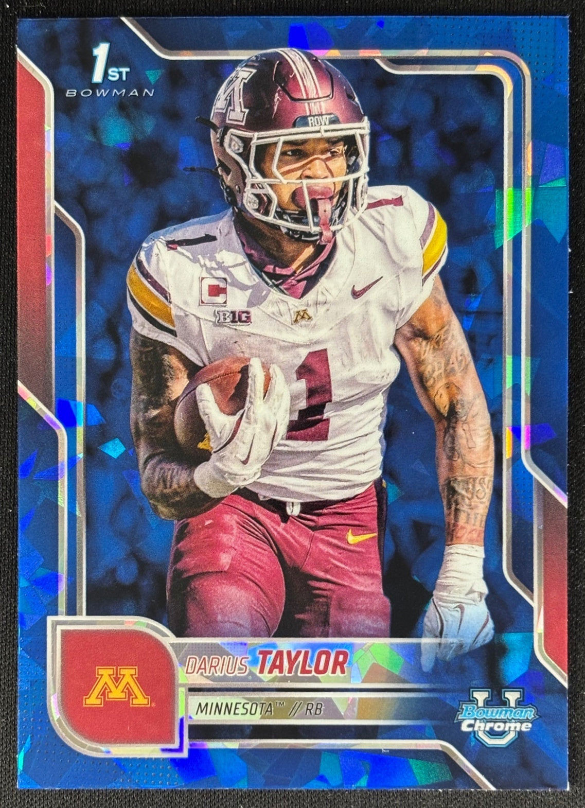 Darius Taylor 2025 Chrome University Sapphire Prospect Golden Gophers Sports Trading Card