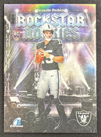 Fernando Mendoza 2026 Bowman Rockstar Rookies Refractor Raiders