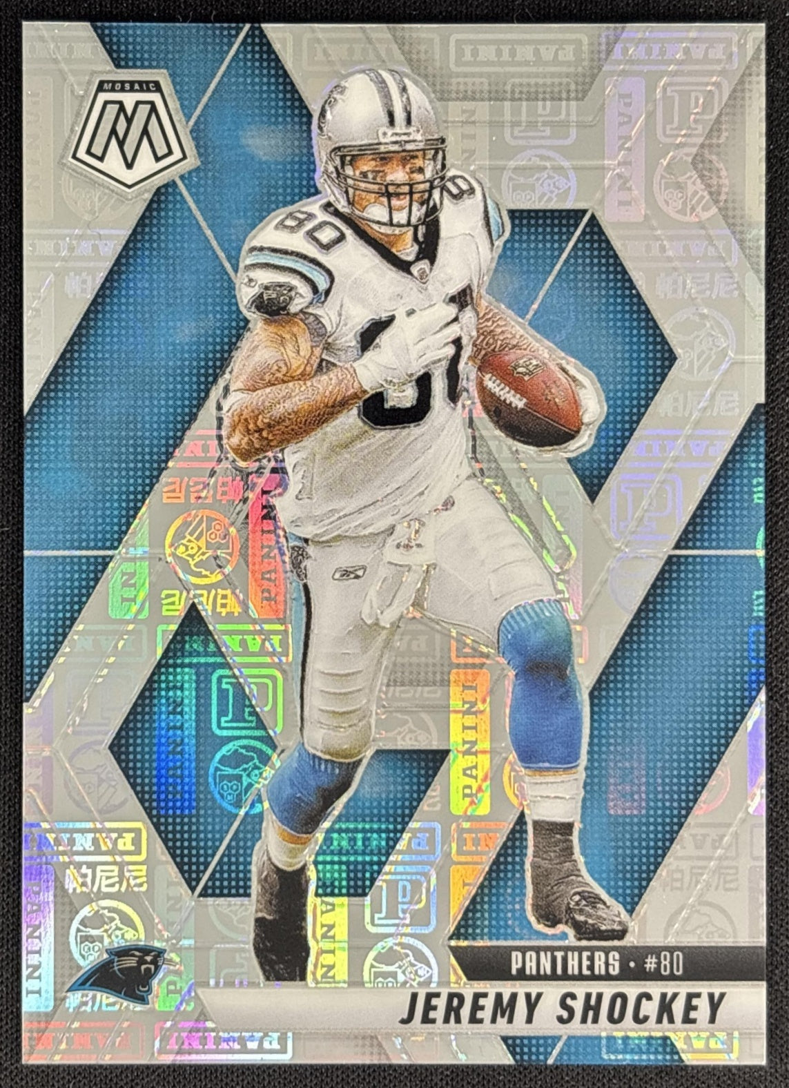 Jeremy Shockey 2025 Panini Mosaic Silver Knight Prizm /149 Panthers front