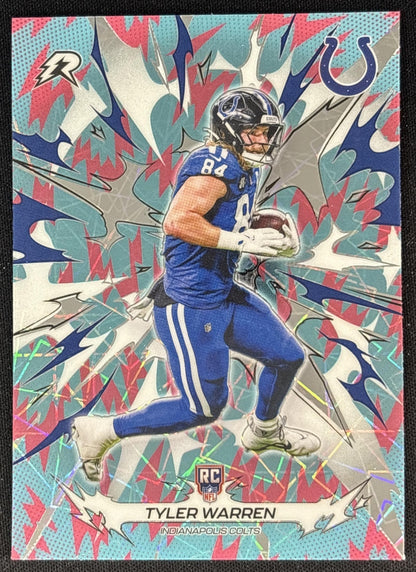 Tyler Warren 2025 Topps Resurgence Sky Blue and Pink Shock Refractor Colts Indianapolis Colts Sports Trading Cards