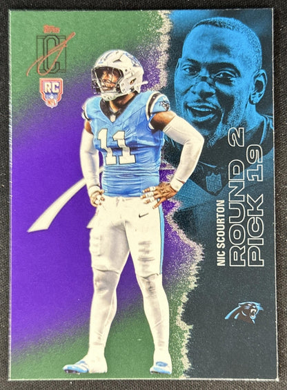 Nic Scourton 2025 Topps Signature Class Rookie Green & Purple Foil Panthers front