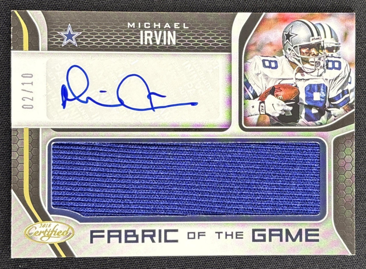 Michael Irvin 2018 Panini Certified Fabric of the Game Signatures /10 Cowboys
