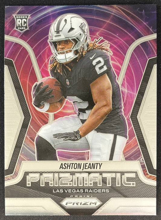 Front image of Ashton Jeanty 2025 Prizm Prizmatic Raiders