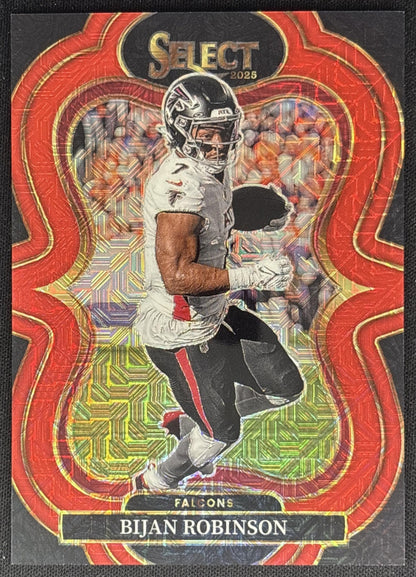 Bijan Robinson 2025 Panini Select Suite Level Red Prizm /49 Falcons front