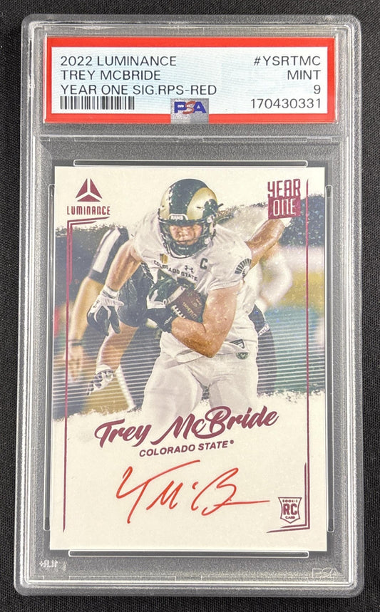 Trey McBride 2022 Panini Luminance Year One Signatures RPS Red PSA 9 Rams