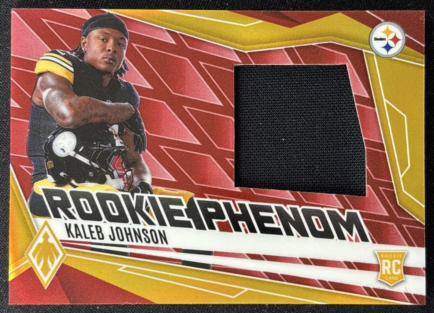 Kaleb Johnson 2025 Panini Phoenix Rookie Phenom Jersey Red Prizm /299 Steelers