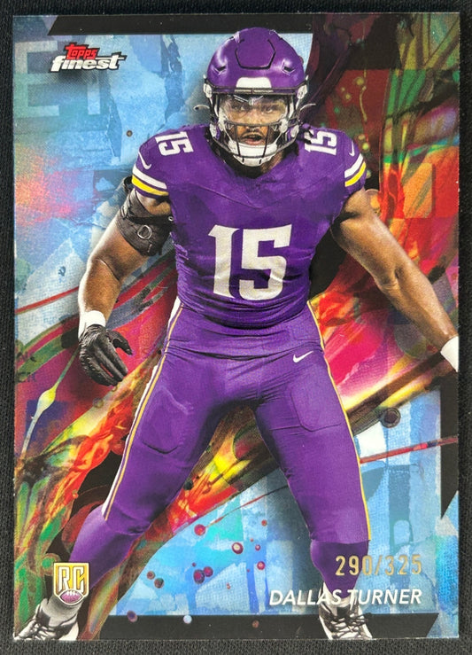 Dallas Turner 2024 Finest Sky Blue Refractor /325 Vikings - Front