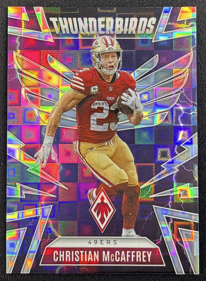 Christian McCaffrey 2025 Panini Phoenix Thunderbirds Silver Pandora Prizm /249 49ers