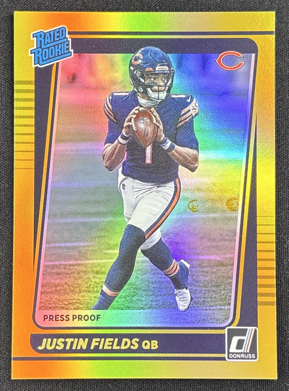Justin Fields 2021 Panini Donruss Press Proof Premium Bears Sports Trading Card