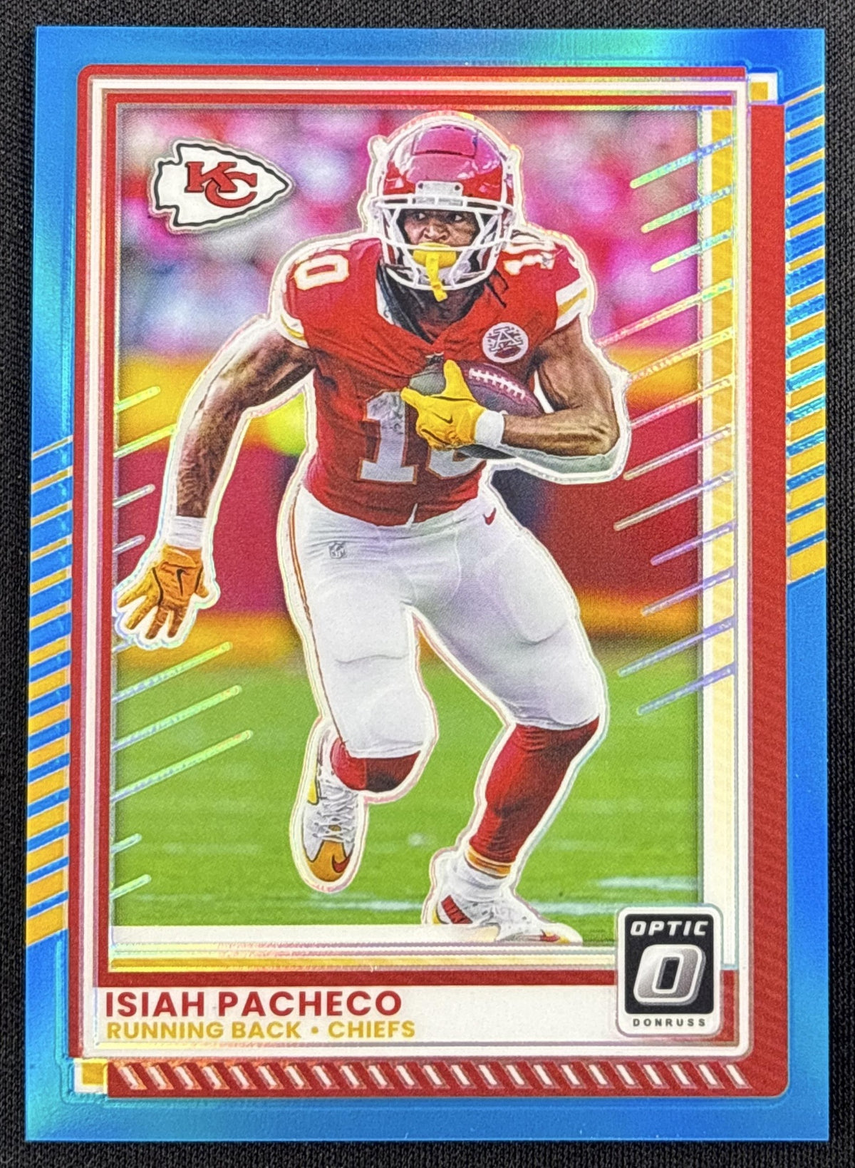 Isiah Pacheco 2025 Panini Donruss Optic Neon Blue Prizm /399 Chiefs