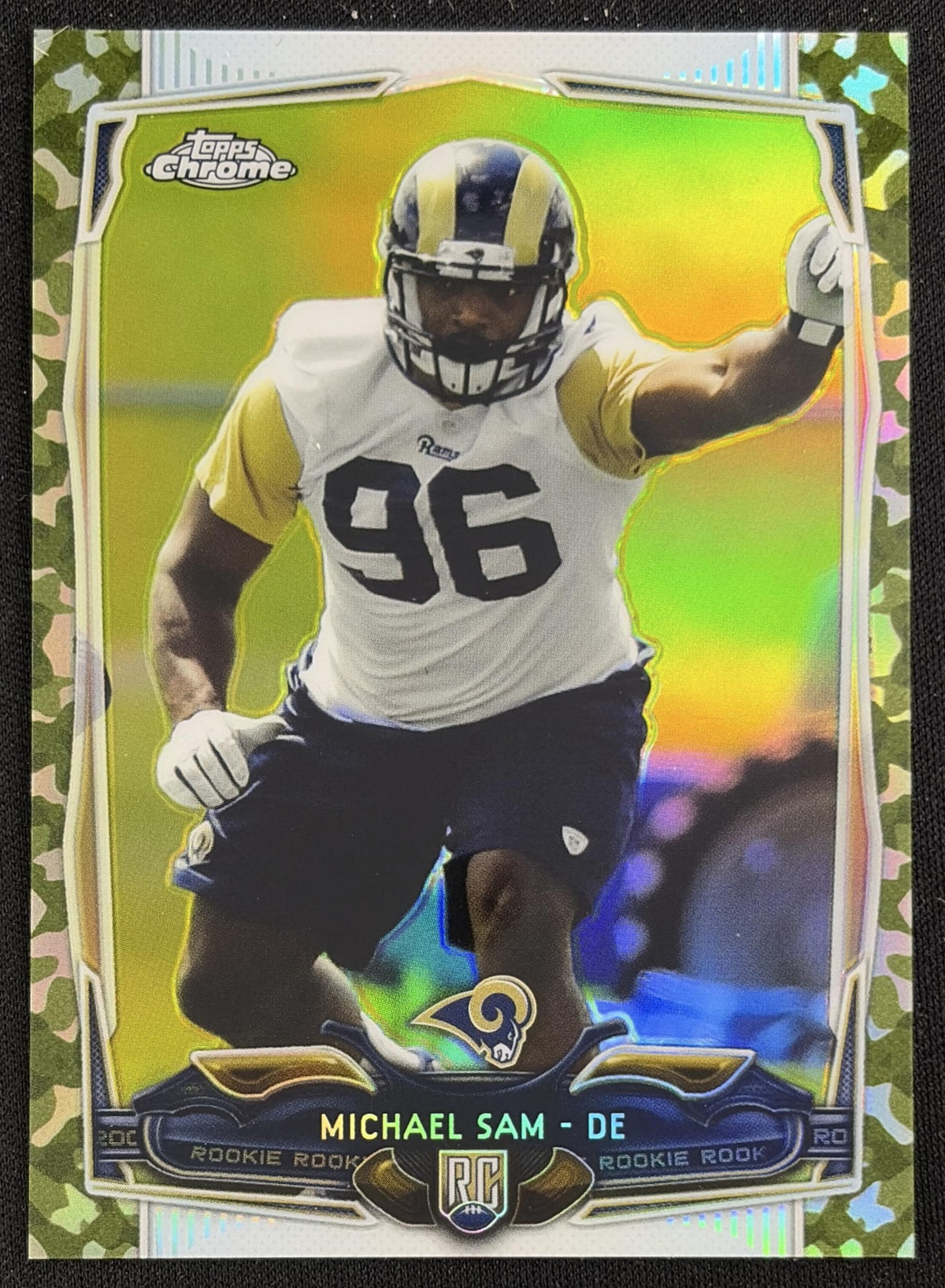 Michael Sam 2014 Topps Chrome Camo Refractors /499 Rams - Front