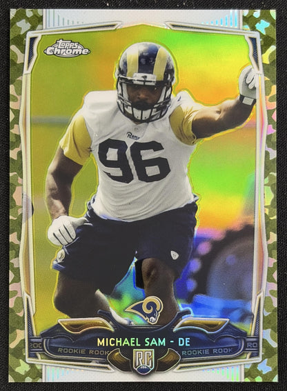 Michael Sam 2014 Topps Chrome Camo Refractors /499 Rams - Front