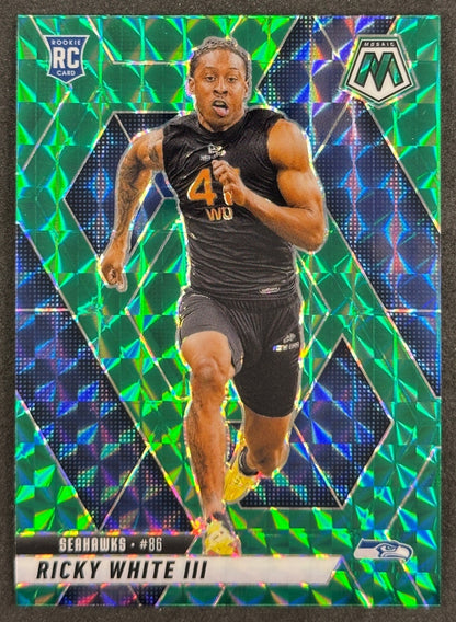 Ricky White III 2025 Mosaic Rookies Green Prizm Seahawks Sports Trading Card
