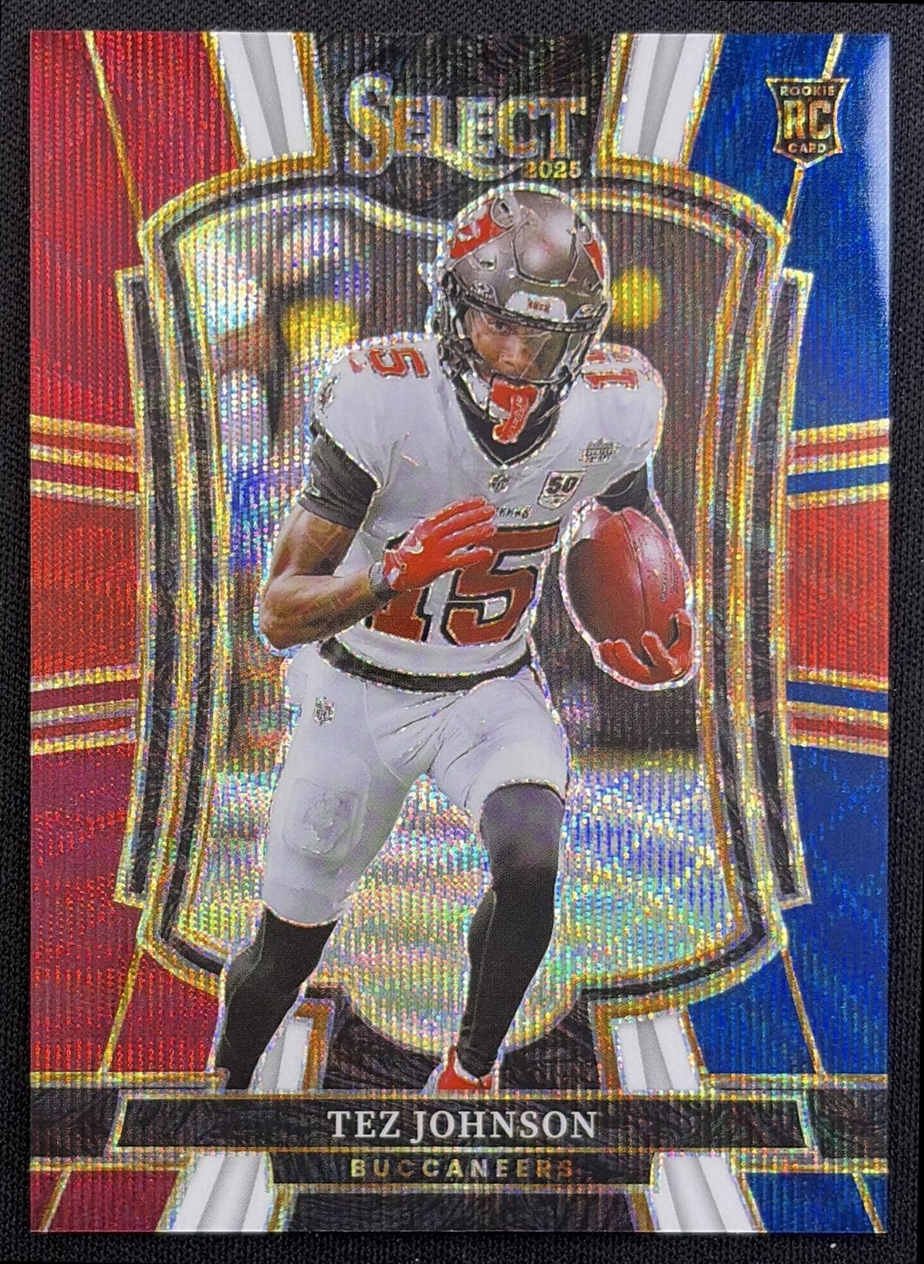 Tez Johnson 2025 Panini Select Premier Level Tri-Color Prizm /299 Buccaneers Tampa Bay Buccaneers