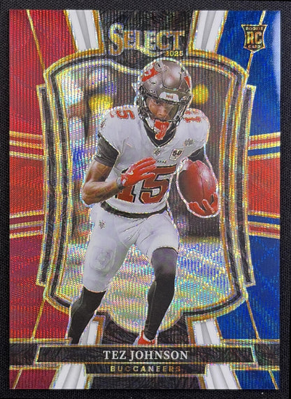 Tez Johnson 2025 Panini Select Premier Level Tri-Color Prizm /299 Buccaneers Tampa Bay Buccaneers