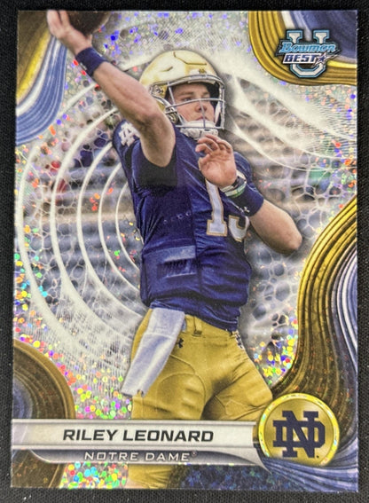 Riley Leonard 2024 Bowman Best University Speckle Refractor Fighting Irish