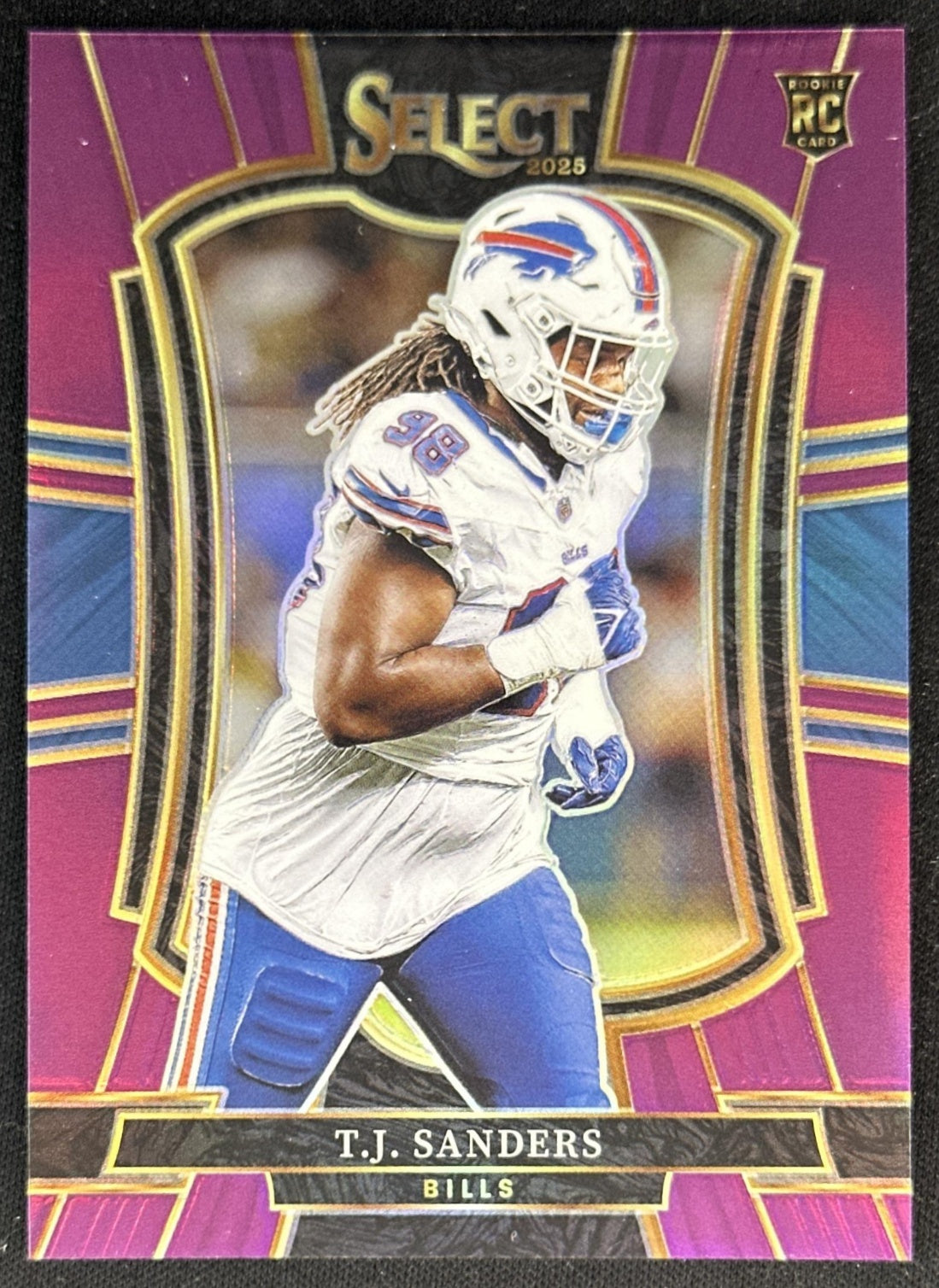 T.J. Sanders 2025 Panini Select Premier Level Purple Prizm Rookie /75 Bills Sports Trading Cards