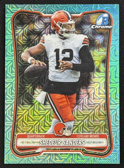 Shedeur Sanders 2026 Bowman Chrome NFL Aqua Mojo Refractor /199 Browns - Front