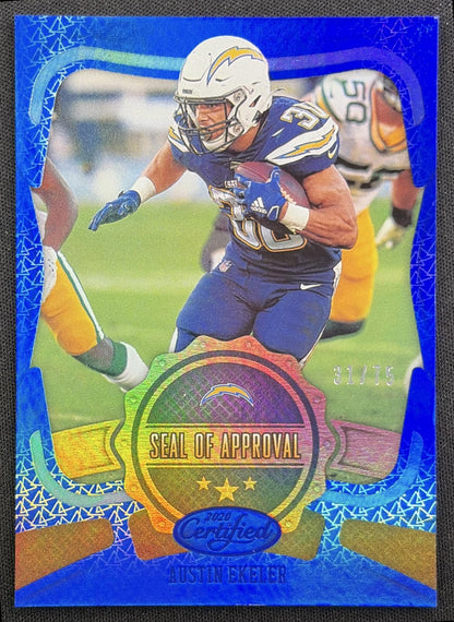 Austin Ekeler 2020 Panini Certified Seal of Approval Mirror Blue /75 Chargers