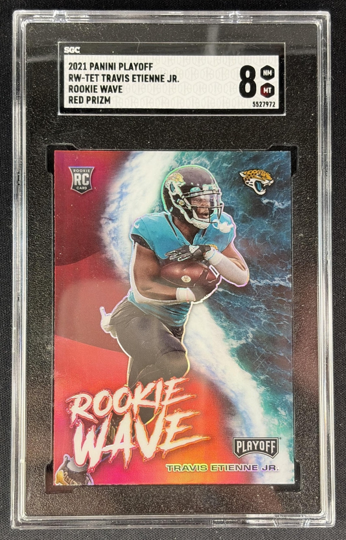 Travis Etienne Jr. 2021 Panini Playoff Rookie Wave Red SGC 8 Jaguars Sports Trading Cards