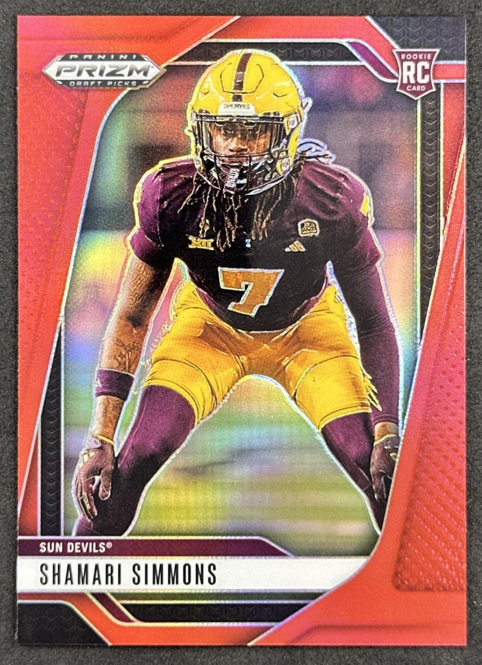Shamari Simmons 2025 Panini Prizm Draft Picks Red /399 Sun Devils front