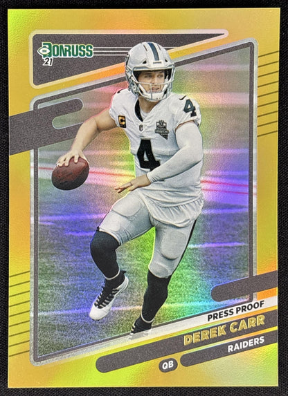 Derek Carr 2021 Panini Donruss Press Proof Premium Raiders