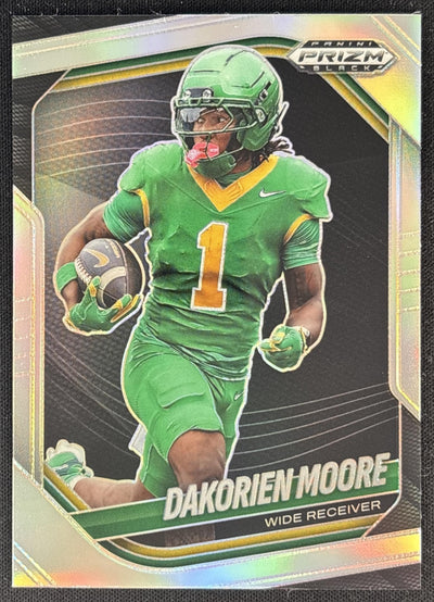 Dakorien Moore 2025 Panini Prizm Black Prospects Silver Ducks front