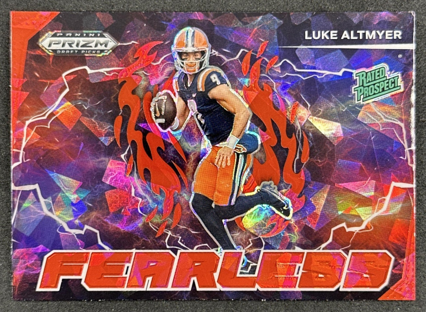 Luke Altmyer 2025 Panini Prizm Draft Picks Fearless Red Ice Fighting Illini Lions - Front