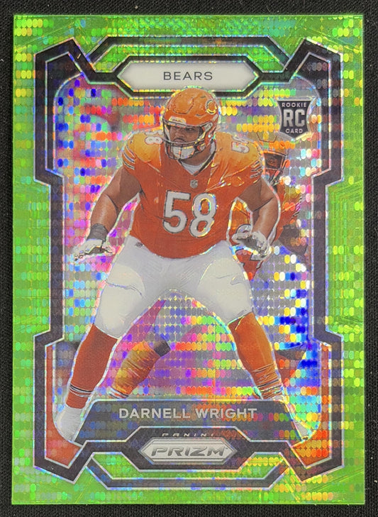 Darnell Wright 2023 Panini Prizm Neon Green Pulsar Bears Sports Trading Card