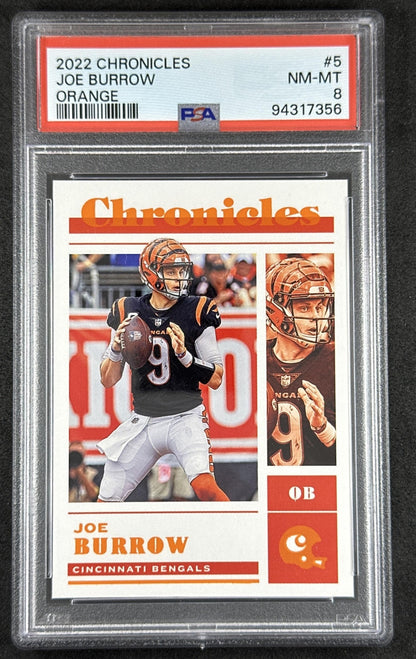 Joe Burrow 2022 Panini Chronicles Orange PSA 8