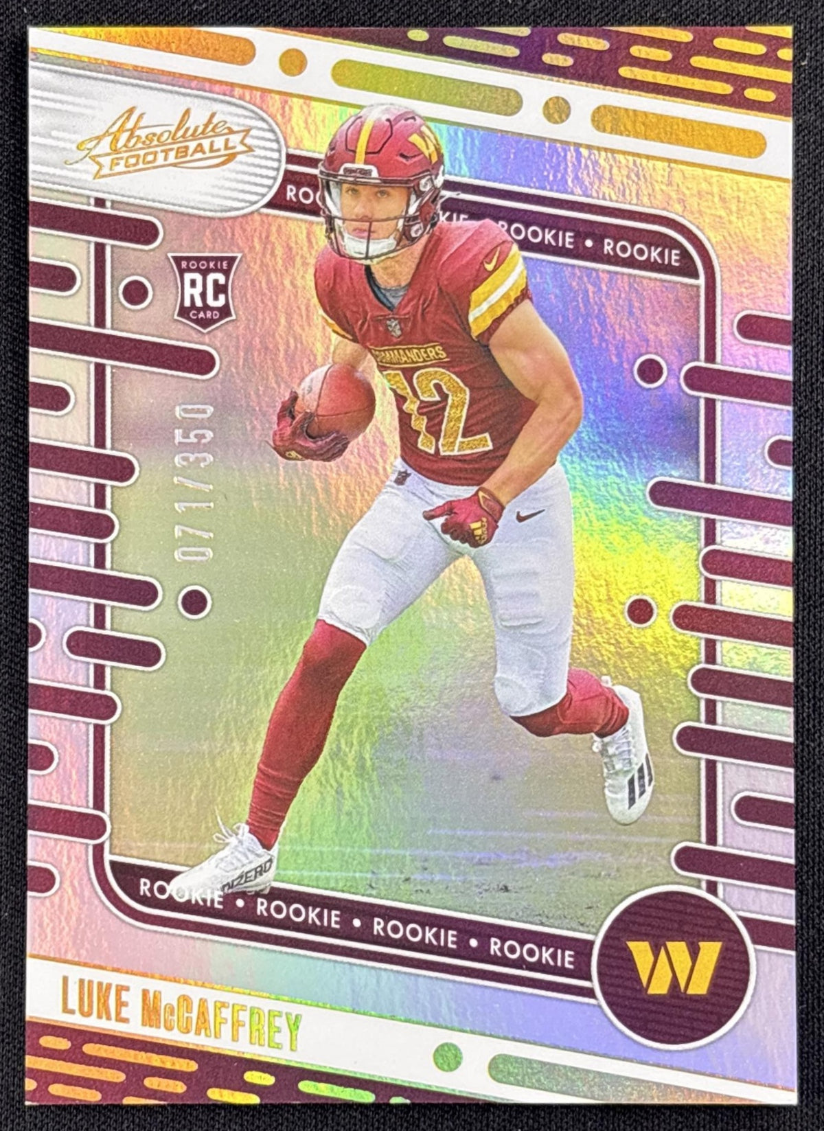 Luke McCaffrey 2024 Panini Absolute Rookies Spectrum /350 Commanders