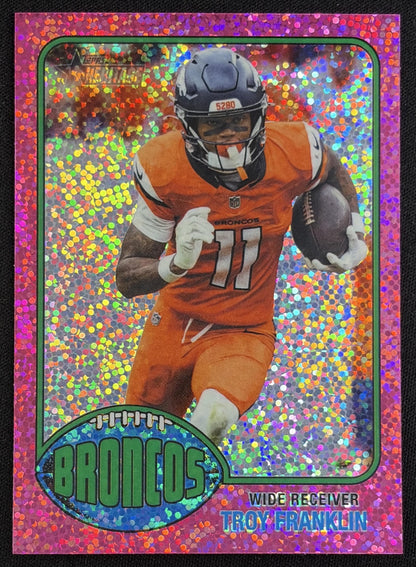 Troy Franklin 2026 Topps Heritage Chrome Pink Sparkle Broncos