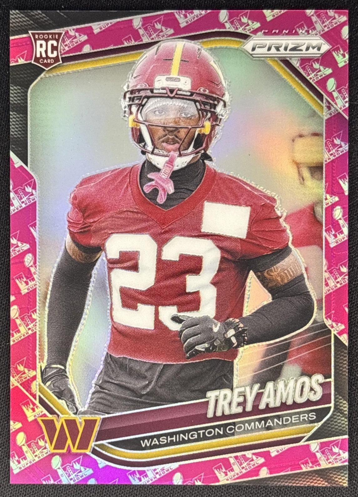 Trey Amos 2025 Panini Prizm Super Bowl LX /60 Commanders Sports Trading Cards