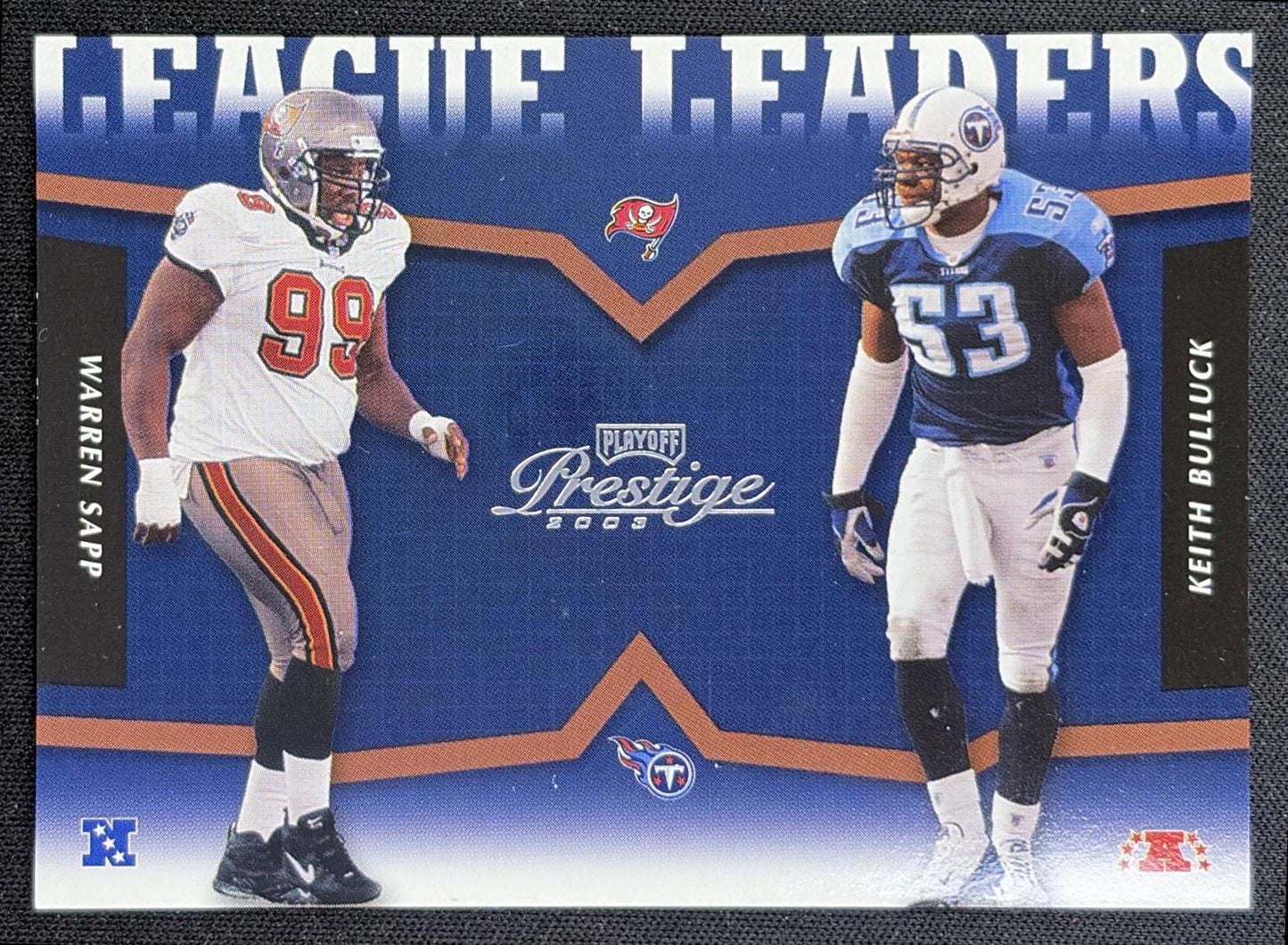 Warren Sapp Keith Bulluck 2003 Playoff Prestige League Leader Tandems /2002 Titans Buccaneers